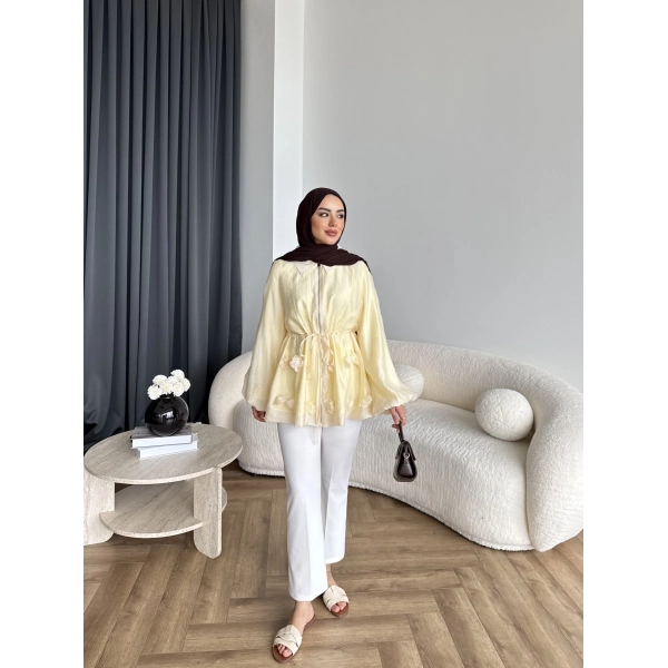 Fuş - Ferilan Fermuarlı Gömlek - Sarı - ÖN SİPARİŞ