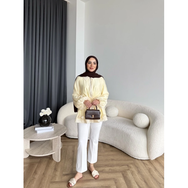 Fuş - Ferilan Fermuarlı Gömlek - Sarı - ÖN SİPARİŞ