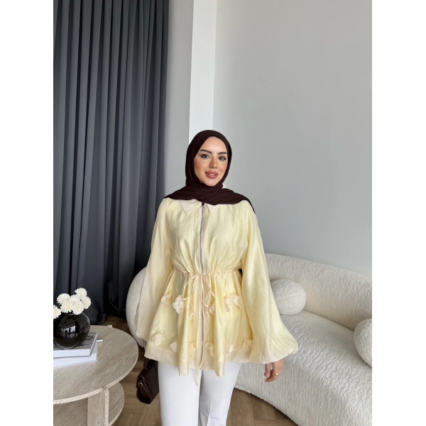 Fuş - Ferilan Fermuarlı Gömlek - Sarı - ÖN SİPARİŞ