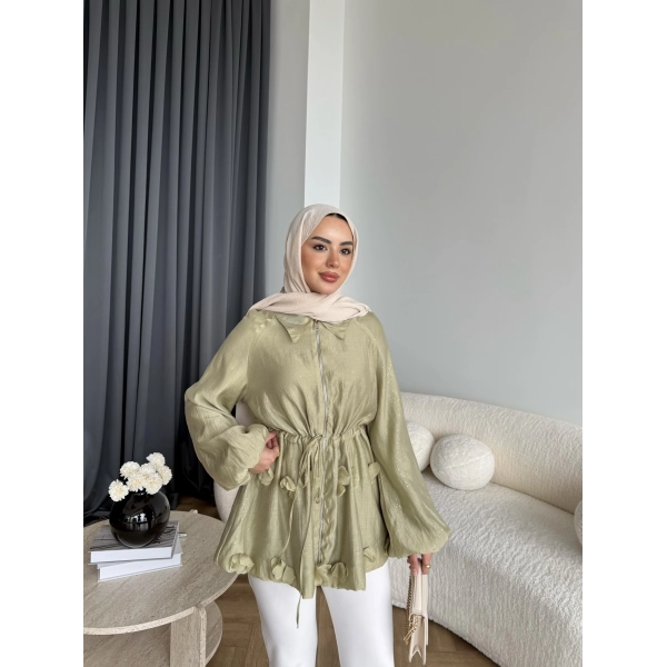 Fuş - Ferilan Fermuarlı Gömlek - Yeşil - ÖN SİPARİŞ