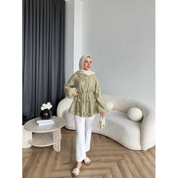 Fuş - Ferilan Fermuarlı Gömlek - Yeşil - ÖN SİPARİŞ