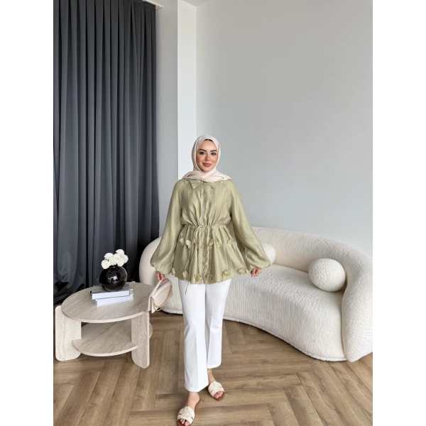 Fuş - Ferilan Fermuarlı Gömlek - Yeşil - ÖN SİPARİŞ