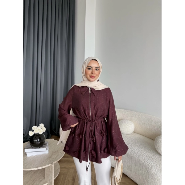 Fuş - Ferilan Fermuarlı Gömlek - Bordo