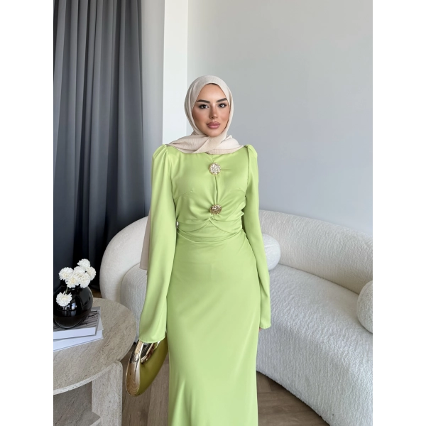 Sue Tasarım Elbise - Yağ Yeşili