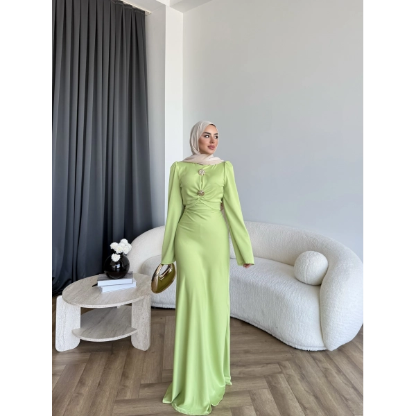 Sue Tasarım Elbise - Yağ Yeşili