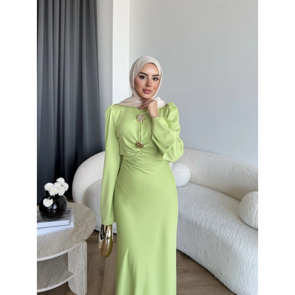 Sue Tasarım Elbise - Yağ Yeşili