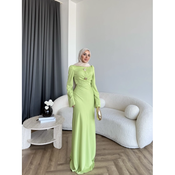 Sue Tasarım Elbise - Yağ Yeşili