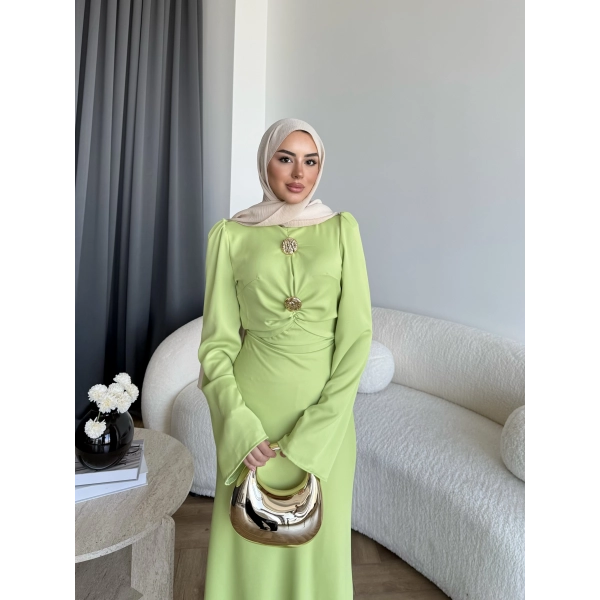 Sue Tasarım Elbise - Yağ Yeşili