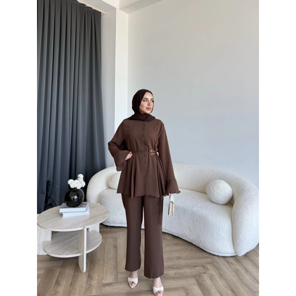 Hen - Salft Krep Takım - Kahve