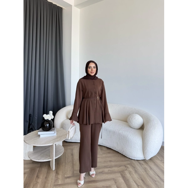 Hen - Salft Krep Takım - Kahve