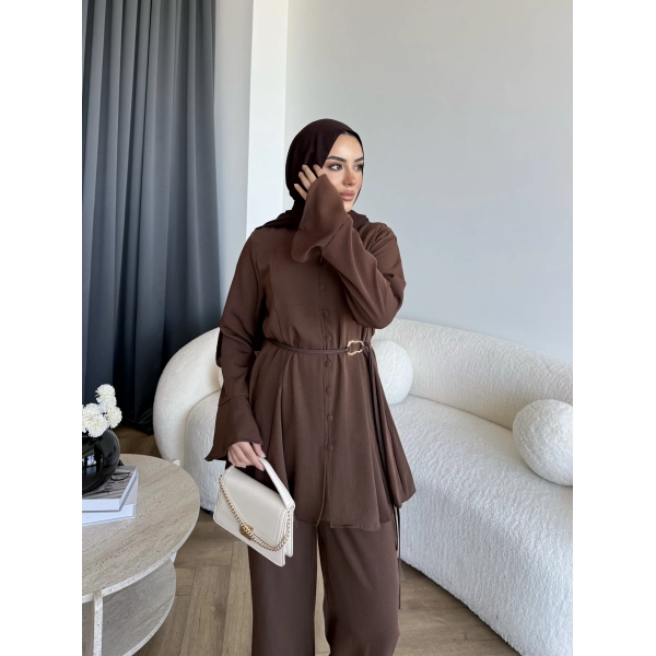 Hen - Salft Krep Takım - Kahve