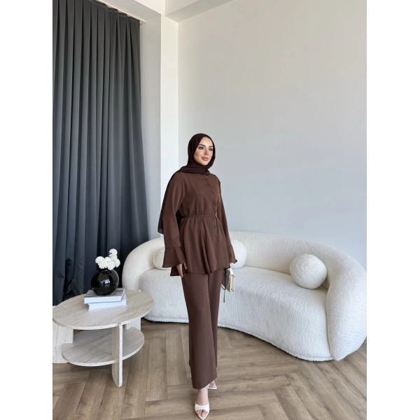 Hen - Salft Krep Takım - Kahve