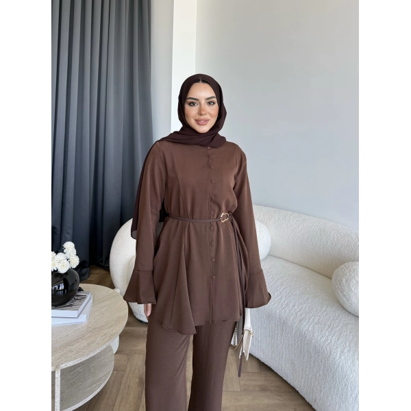 Hen - Salft Krep Takım - Kahve