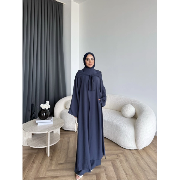 Bel - Zyra Omuz Şallı Yırtmaçlı Takım - Lacivert