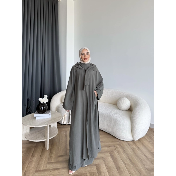 Bel - Zyra Omuz Şallı Yırtmaçlı Takım - Haki