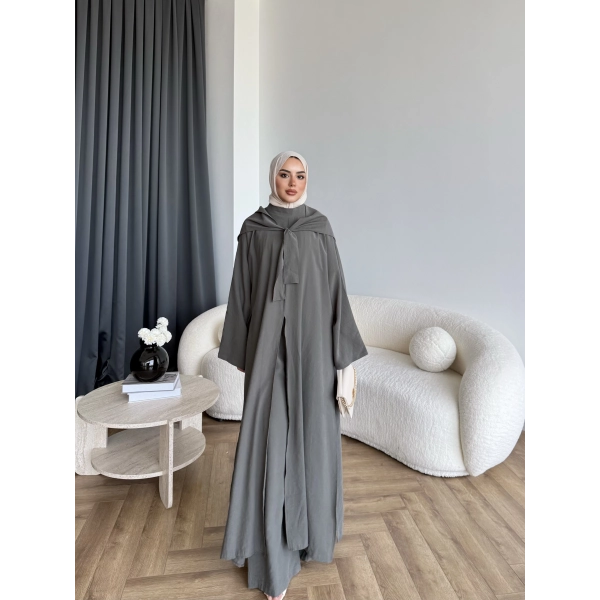 Bel - Zyra Omuz Şallı Yırtmaçlı Takım - Haki