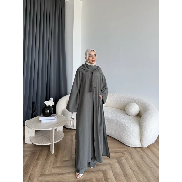 Bel - Zyra Omuz Şallı Yırtmaçlı Takım - Haki