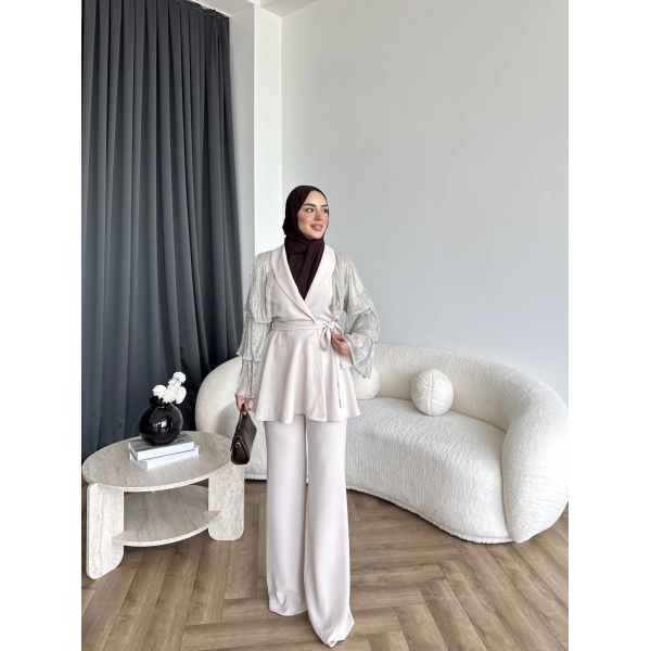 Ng - Lilsan Asimetrik Pantolon Takım - Bej