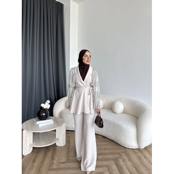 Ng - Lilsan Asimetrik Pantolon Takım - Bej