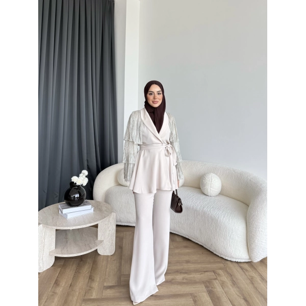 Ng - Lilsan Asimetrik Pantolon Takım - Bej
