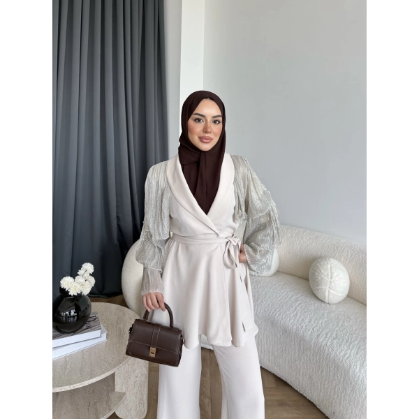 Ng - Lilsan Asimetrik Pantolon Takım - Bej