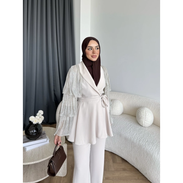 Ng - Lilsan Asimetrik Pantolon Takım - Bej