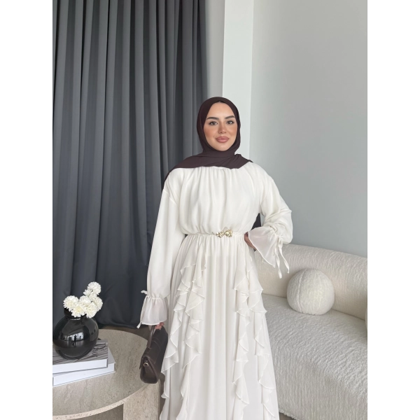 Hen - Endara Şifon Elbise - Ekru