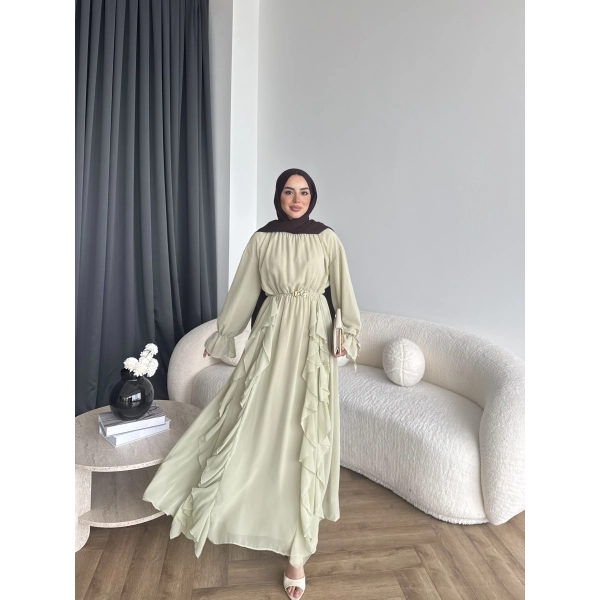 Hen - Endara Şifon Elbise - Yeşil