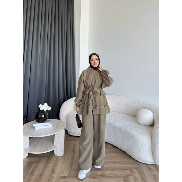 Pwn - Çiçek Desen Modal Takım - Yeşil