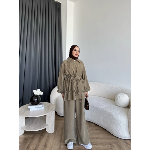 Pwn - Çiçek Desen Modal Takım - Yeşil
