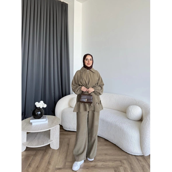Pwn - Çiçek Desen Modal Takım - Yeşil