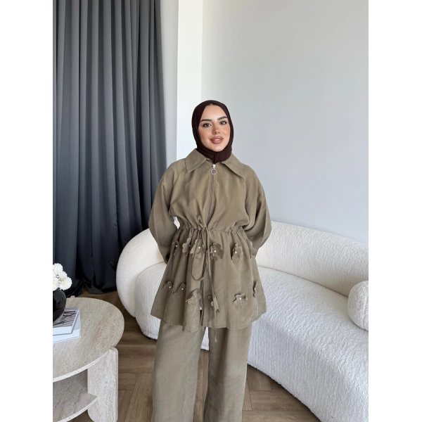 Pwn - Çiçek Desen Modal Takım - Yeşil