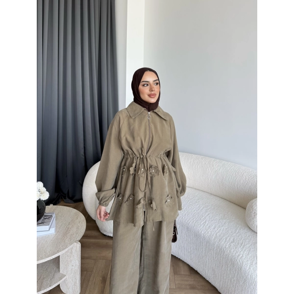 Pwn - Çiçek Desen Modal Takım - Yeşil