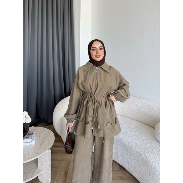 Pwn - Çiçek Desen Modal Takım - Yeşil
