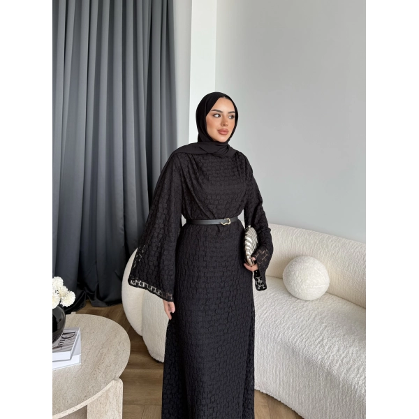 Tb - İndirimli Dantel Elbise - Siyah