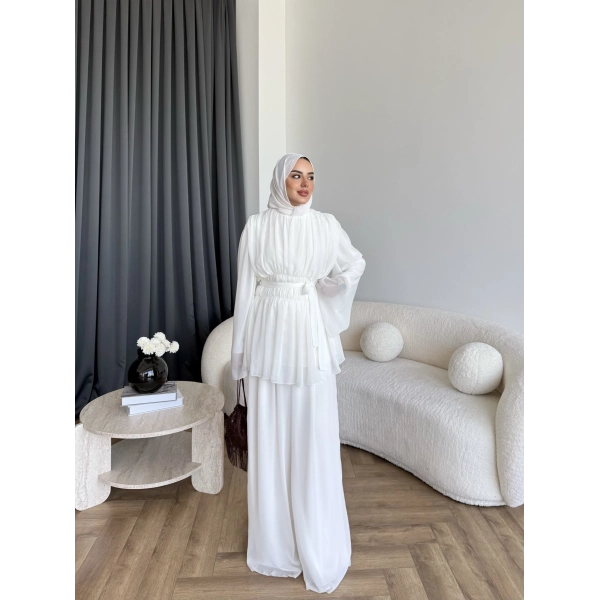 Duan Şifon Takım - Ekru