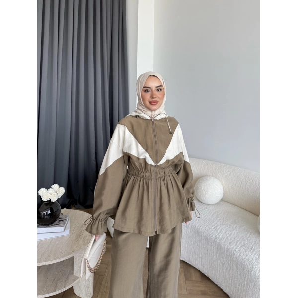 Pwn - Hanly Çizgi Detaylı Modal Takım - Yeşil
