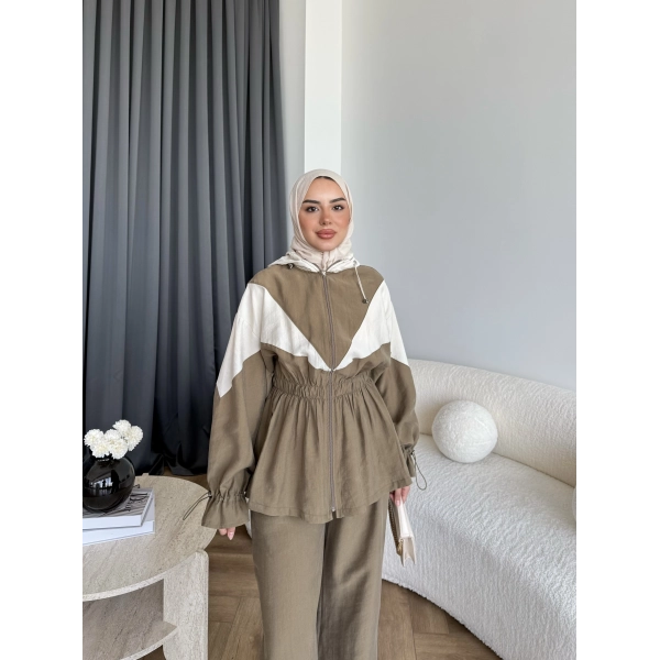 Pwn - Hanly Çizgi Detaylı Modal Takım - Yeşil