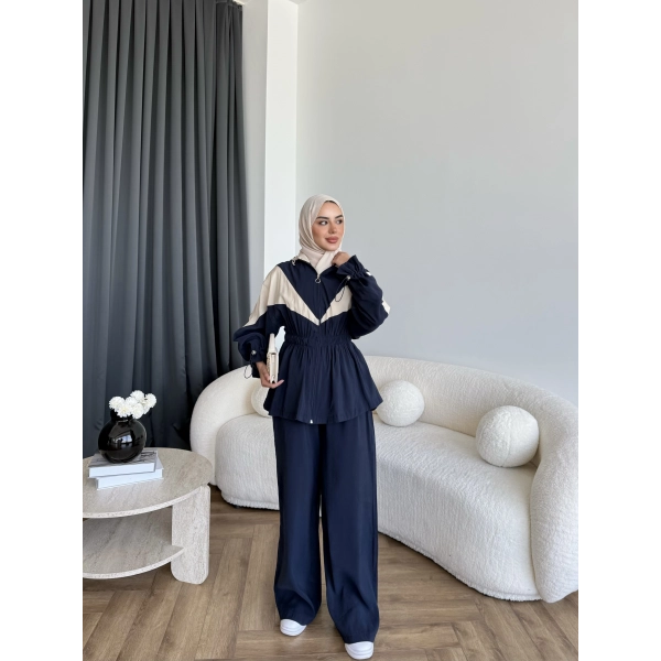 Pwn - Hanly Çizgi Detaylı Modal Takım - Lacivert