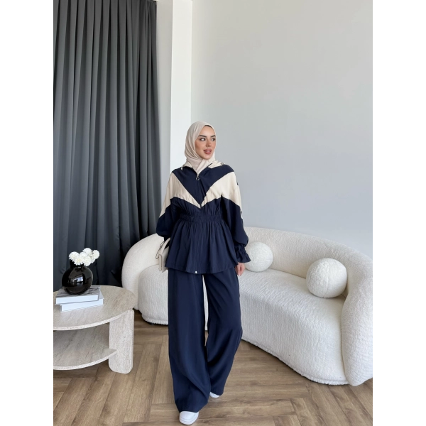 Pwn - Hanly Çizgi Detaylı Modal Takım - Lacivert