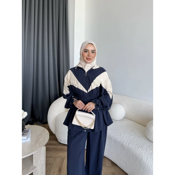 Pwn - Hanly Çizgi Detaylı Modal Takım - Lacivert