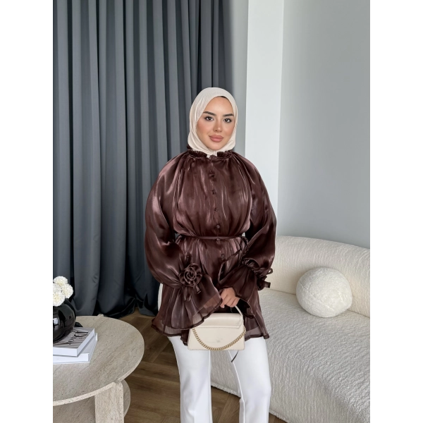 Hen - Welpan Momli Gömlek - Acı Kahve
