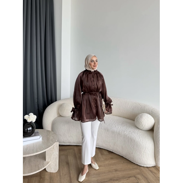 Hen - Welpan Momli Gömlek - Acı Kahve