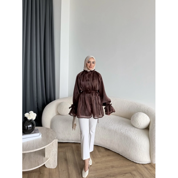 Hen - Welpan Momli Gömlek - Acı Kahve