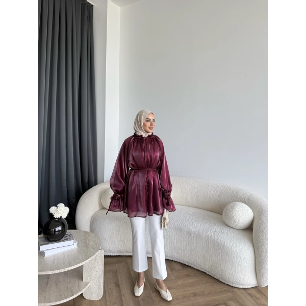 Hen - Welpan Momli Gömlek - Bordo
