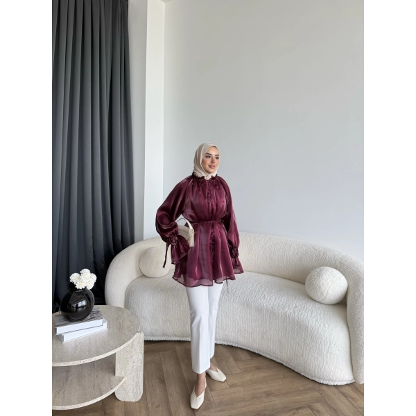 Hen - Welpan Momli Gömlek - Bordo