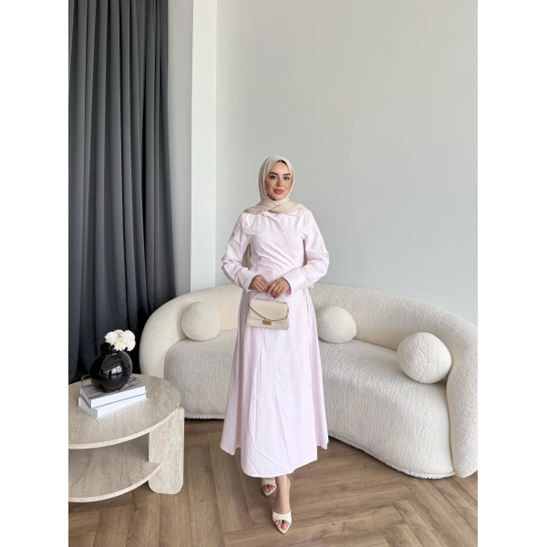 Tb - Havan Çapraz Elbise - Pembe