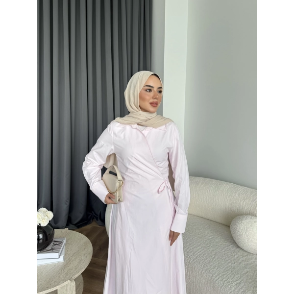 Tb - Havan Çapraz Elbise - Pembe