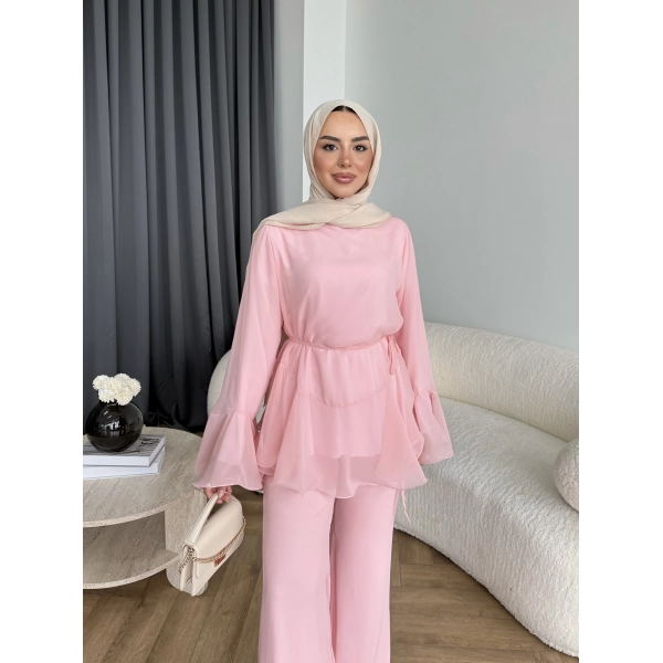 Hew - Eldar Şifon Takım - Pembe - BAYRAMDAN SONRA 10-15 İŞ GÜNÜ İÇİNDE GELİCEKTİR
