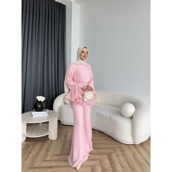 Hew - Eldar Şifon Takım - Pembe - BAYRAMDAN SONRA 10-15 İŞ GÜNÜ İÇİNDE GELİCEKTİR